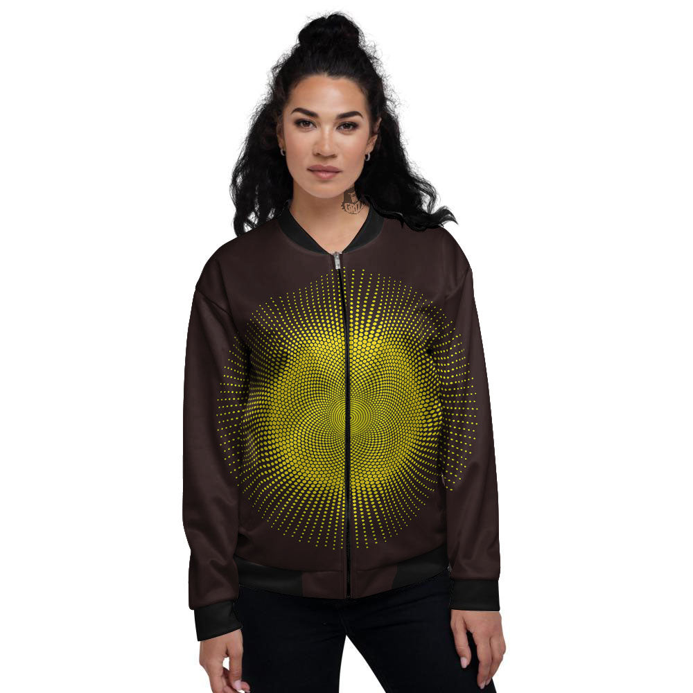 Halftone Sun Dot Print Women's Bomber Jacket-grizzshop