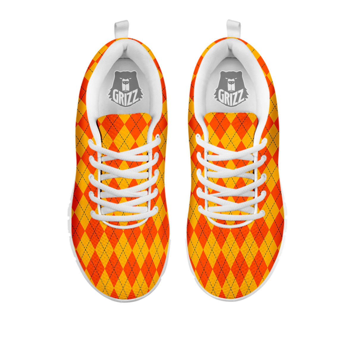 Halloween Argyle Orange Print Pattern White Sneaker-grizzshop