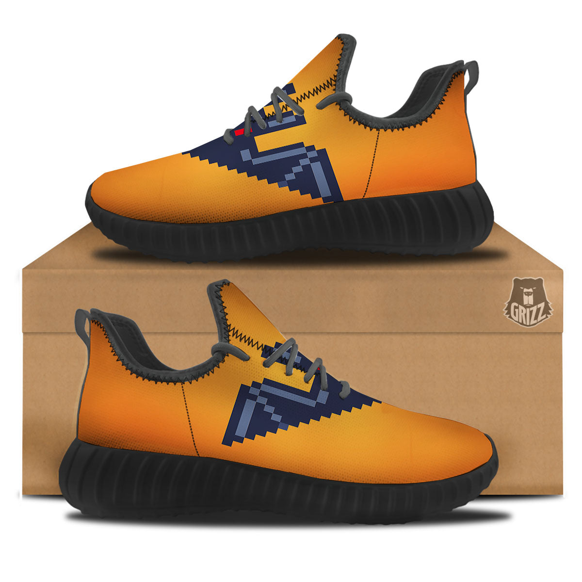 Halloween Bat 8-Bit Pixel Print Black Walking Shoes-grizzshop