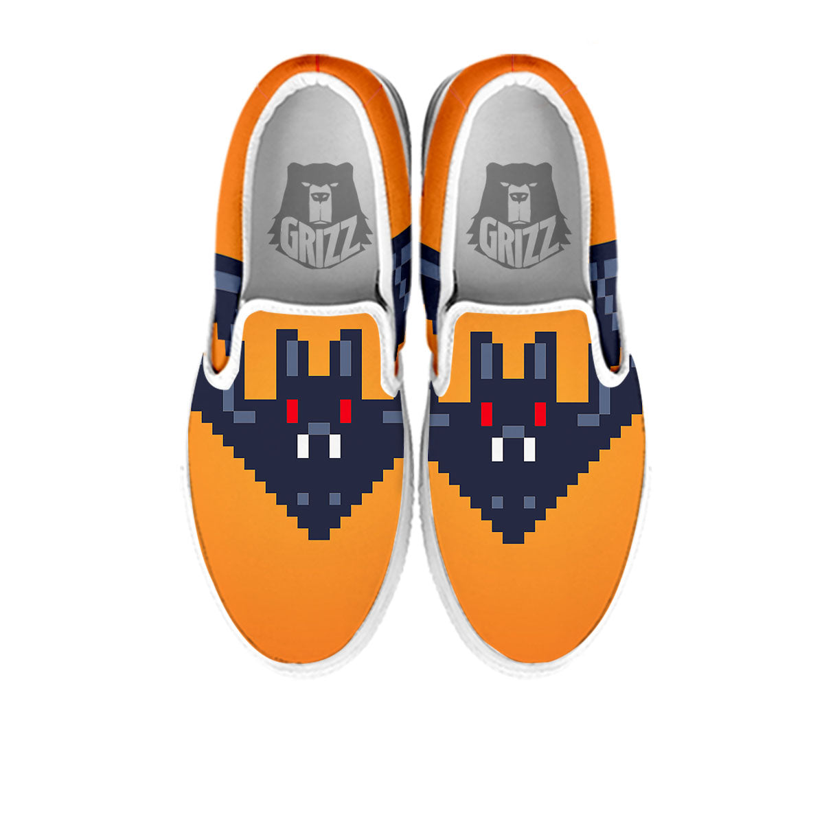 Halloween Bat 8-Bit Pixel Print White Slip On Shoes-grizzshop