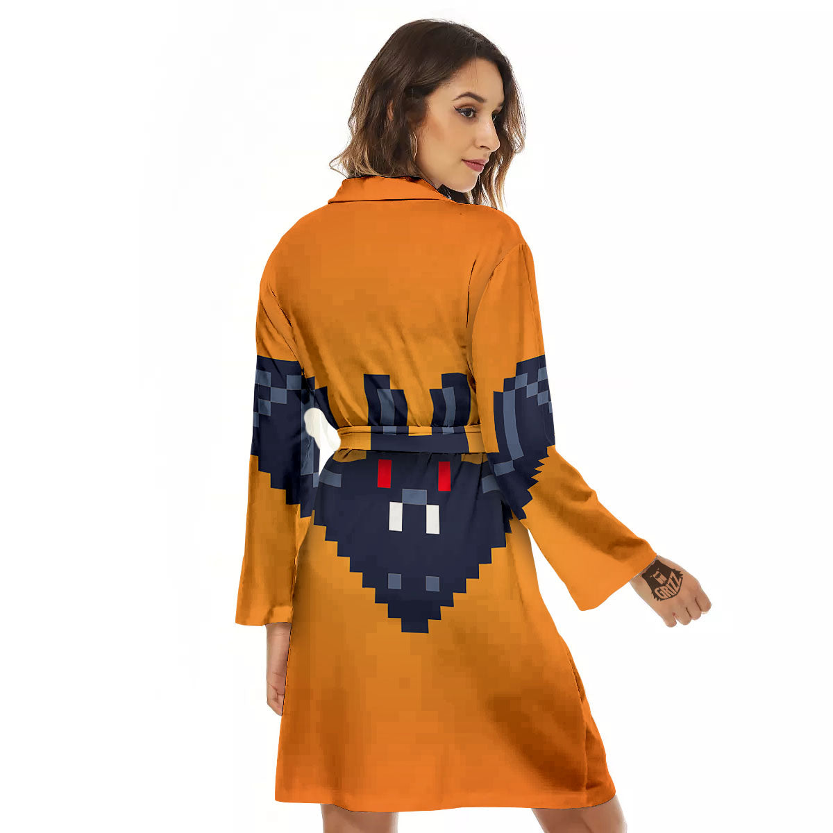 Halloween Bat 8-Bit Pixel Print Women's Robe-grizzshop
