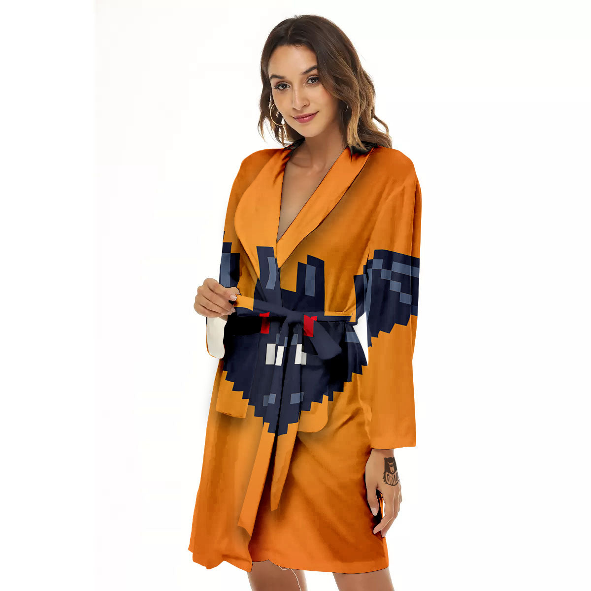 Halloween Bat 8-Bit Pixel Print Women's Robe-grizzshop