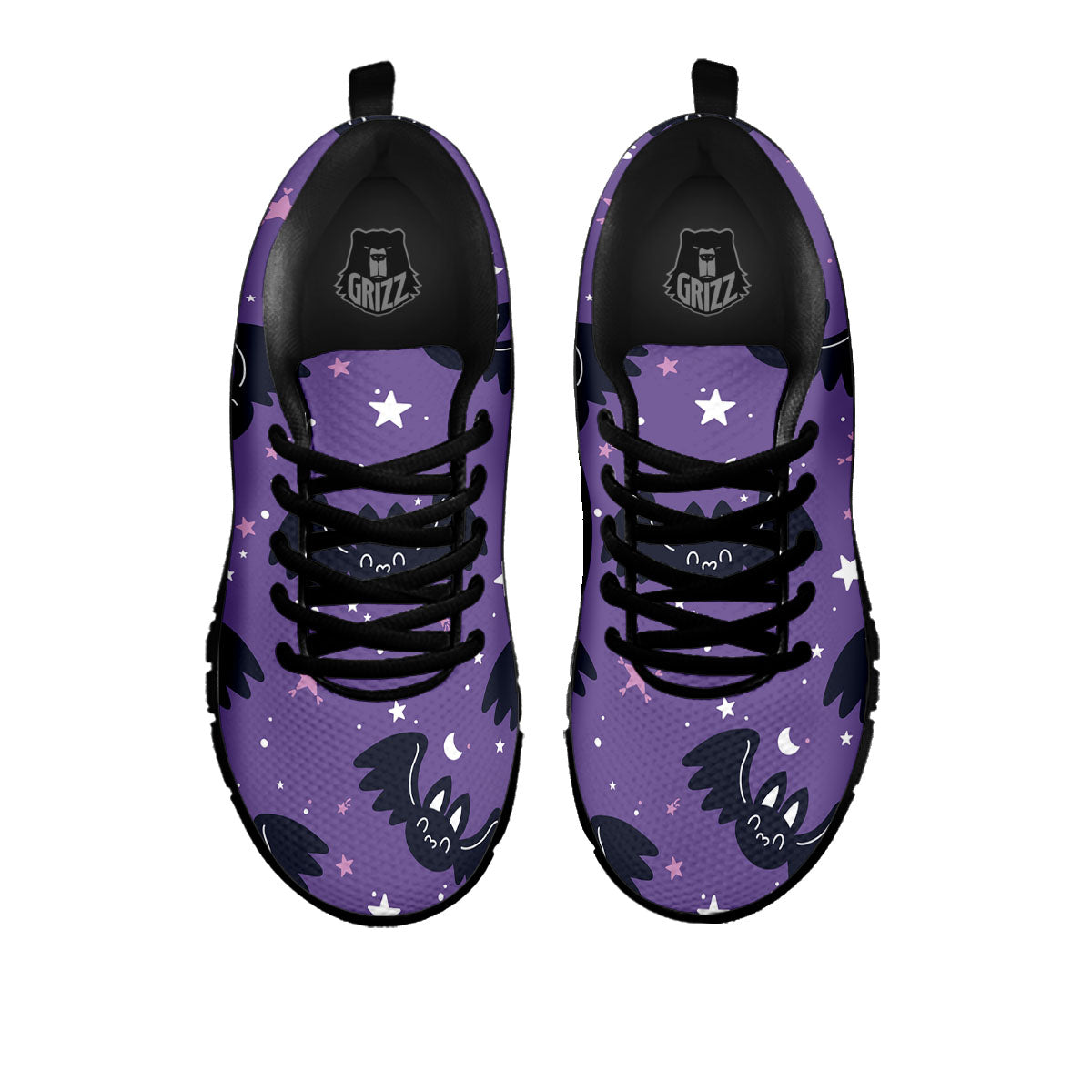 Halloween Bat Black And Purple Print Black Sneaker-grizzshop