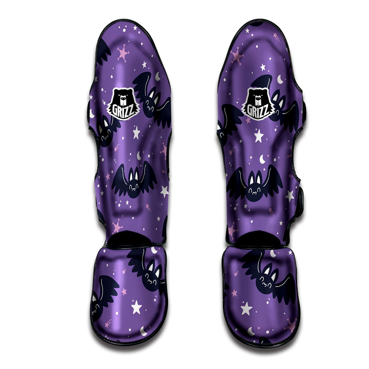 Halloween Bat Black And Purple Print Muay Thai Shin Guards-grizzshop