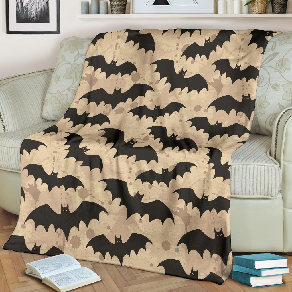 Halloween Bat Pattern Print Blanket-grizzshop