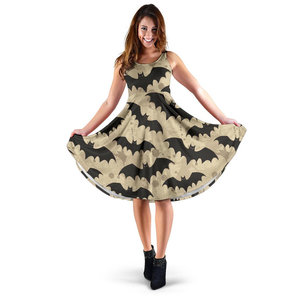 Halloween Bat Pattern Print Dress-grizzshop