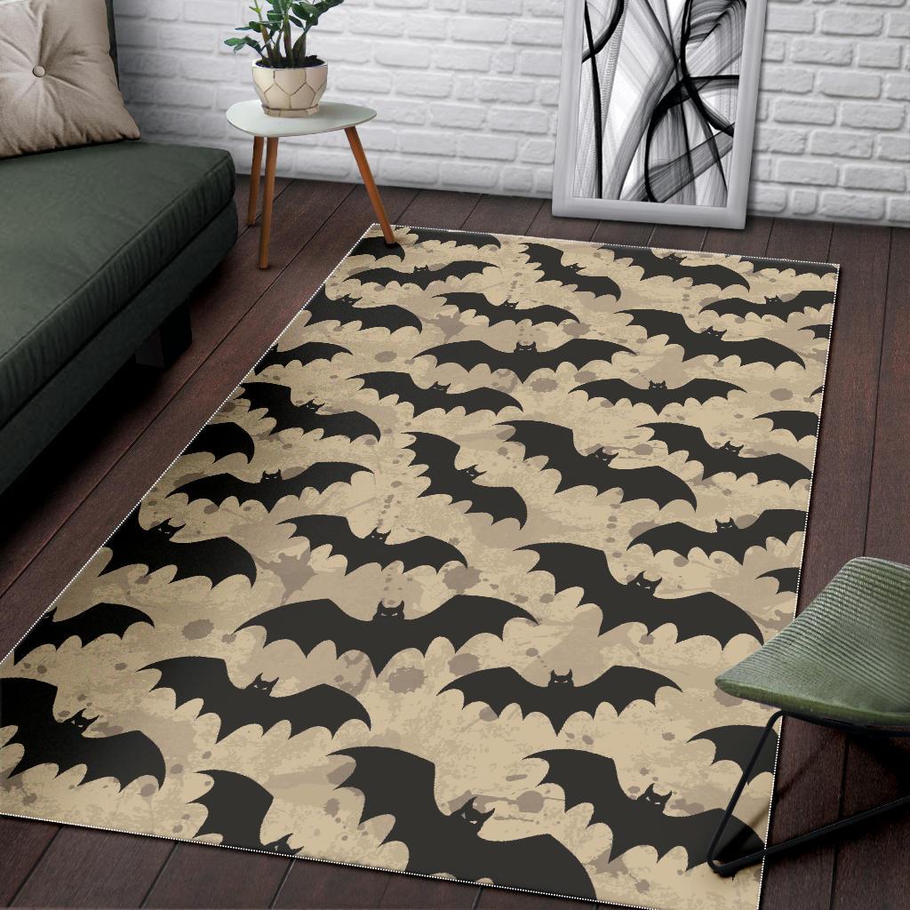 Halloween Bat Pattern Print Floor Mat-grizzshop