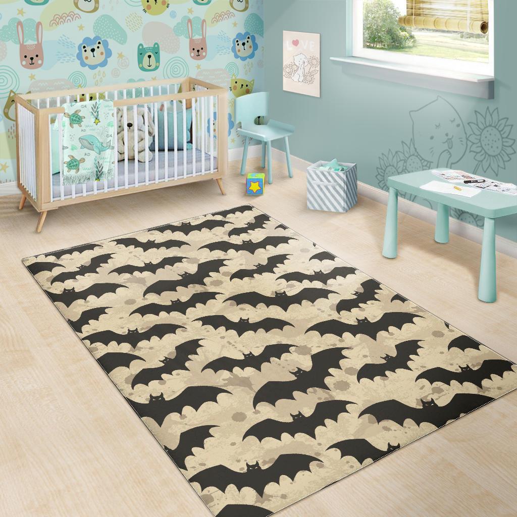 Halloween Bat Pattern Print Floor Mat-grizzshop