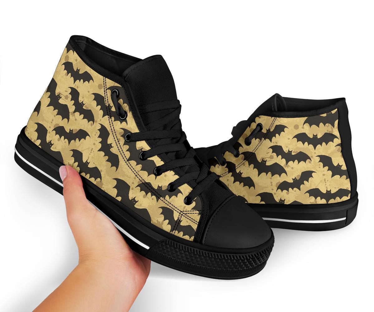 Halloween Bat Pattern Print Men Women's High Top Shoes-grizzshop