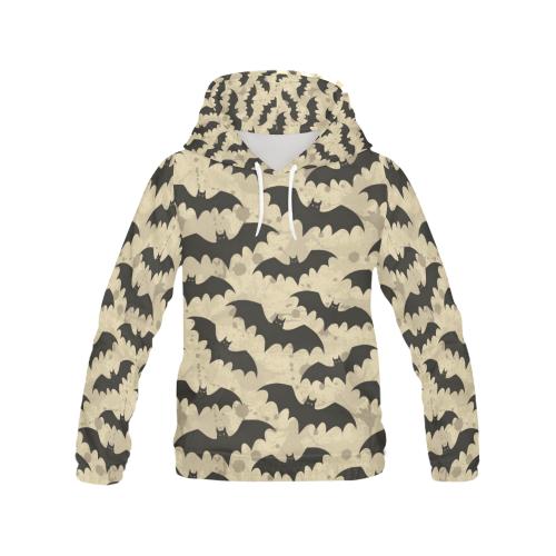 Halloween Bat Pattern Print Women Pullover Hoodie-grizzshop