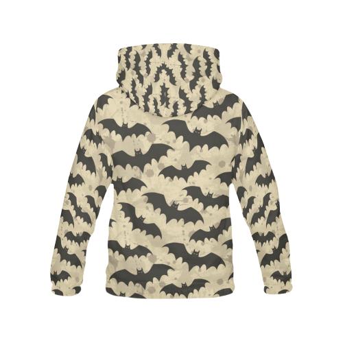 Halloween Bat Pattern Print Women Pullover Hoodie-grizzshop