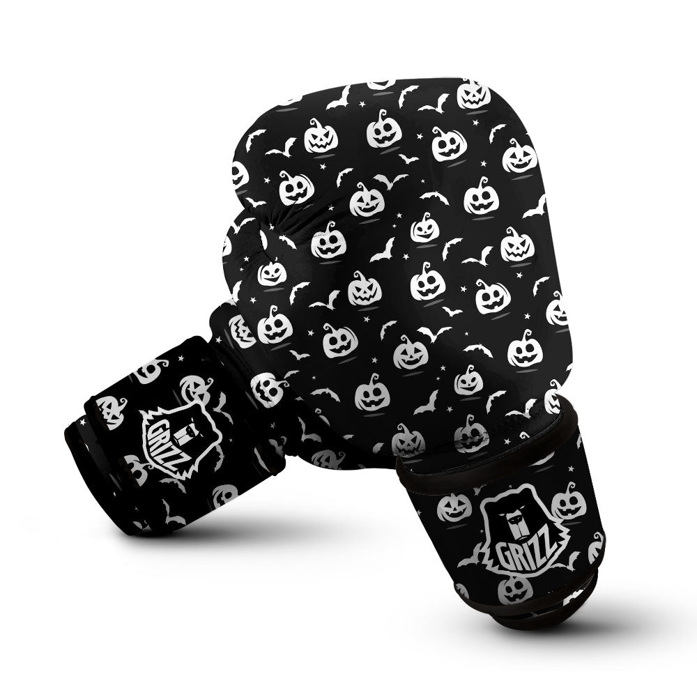 Halloween Bat White And Black Print Boxing Gloves-grizzshop
