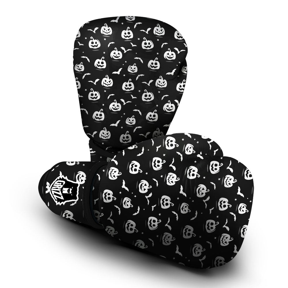 Halloween Bat White And Black Print Boxing Gloves-grizzshop