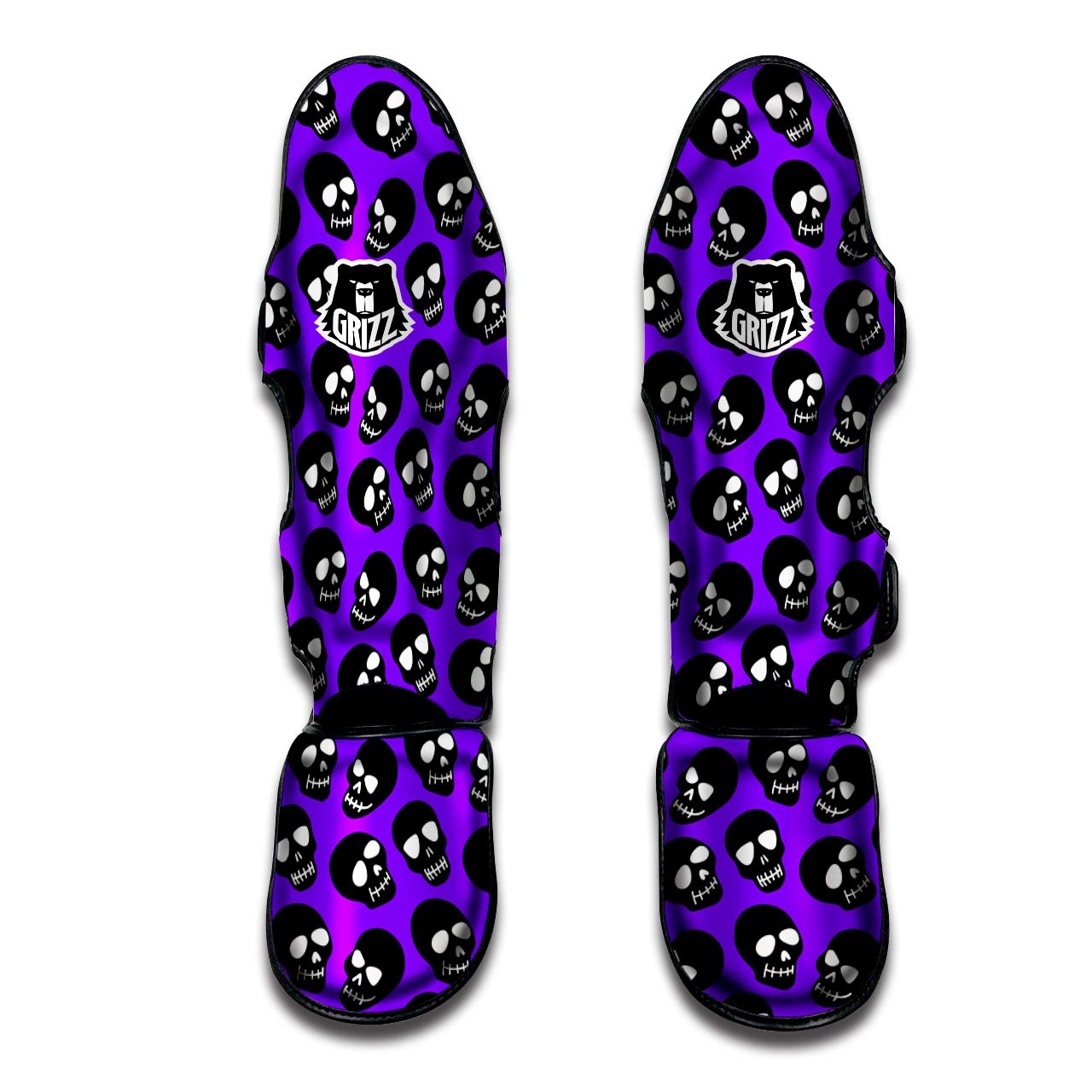 Halloween Black And Purple Print Pattern Muay Thai Shin Guards-grizzshop