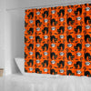 Halloween Black Cat Pattern Print Bathroom Shower Curtain-grizzshop