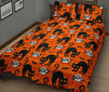 Halloween Black Cat Pattern Print Bed Set Quilt-grizzshop