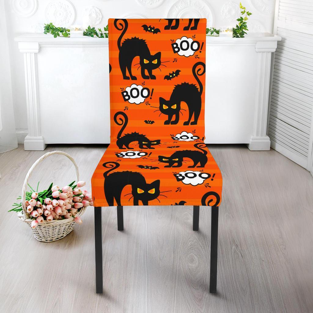 Halloween Black Cat Pattern Print Chair Cover-grizzshop