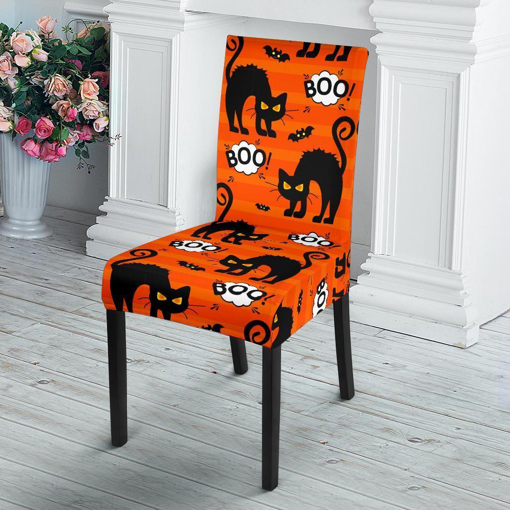 Halloween Black Cat Pattern Print Chair Cover-grizzshop