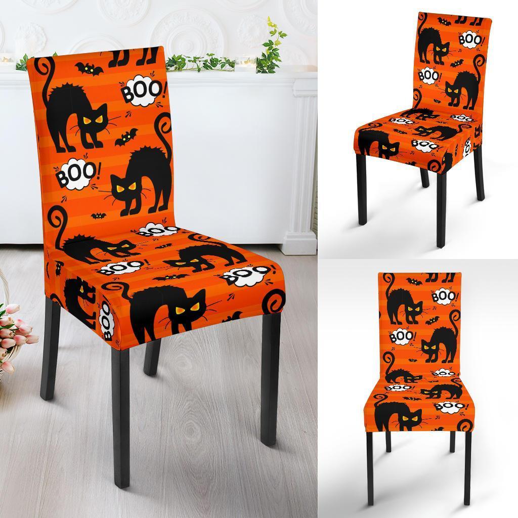 Halloween Black Cat Pattern Print Chair Cover-grizzshop