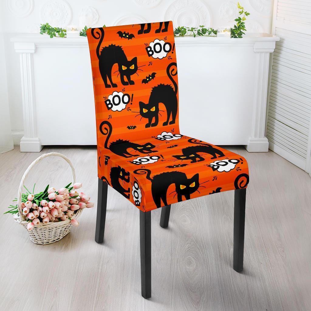 Halloween Black Cat Pattern Print Chair Cover-grizzshop