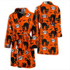 Halloween Black Cat Pattern Print Men Long Robe-grizzshop