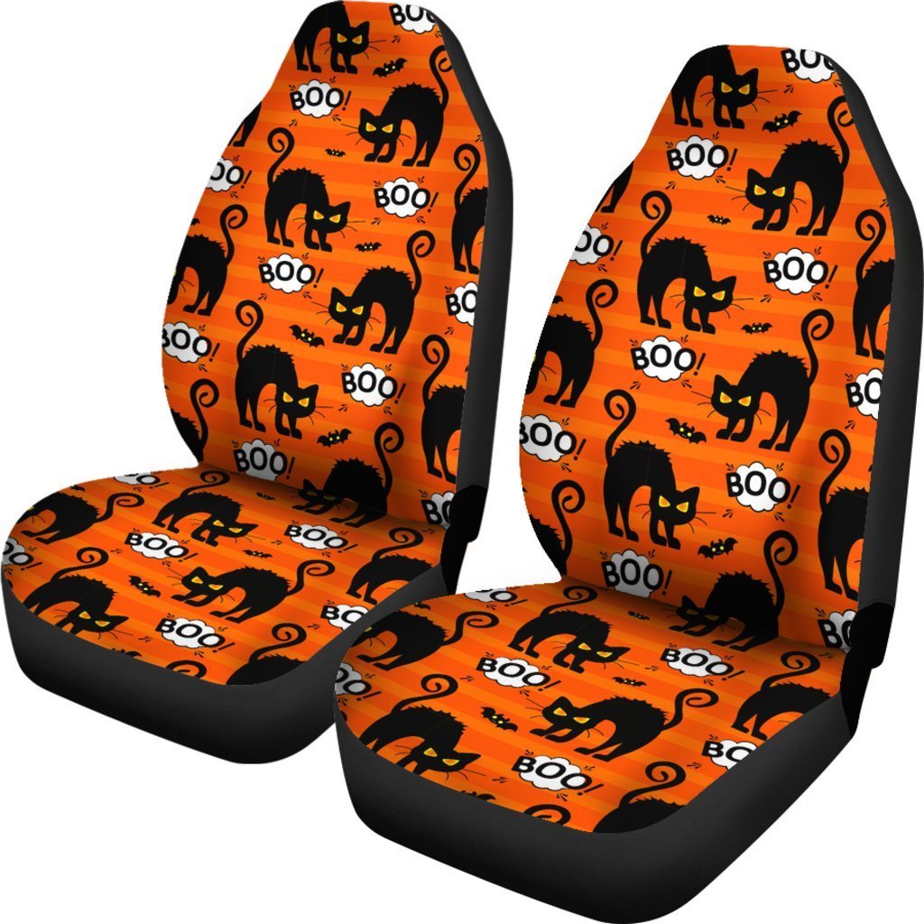 Halloween Black Cat Pattern Print Universal Car Seat Cover-grizzshop