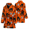 Halloween Black Cat Pattern Print Women Long Robe-grizzshop