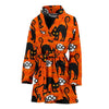 Halloween Black Cat Pattern Print Women Long Robe-grizzshop