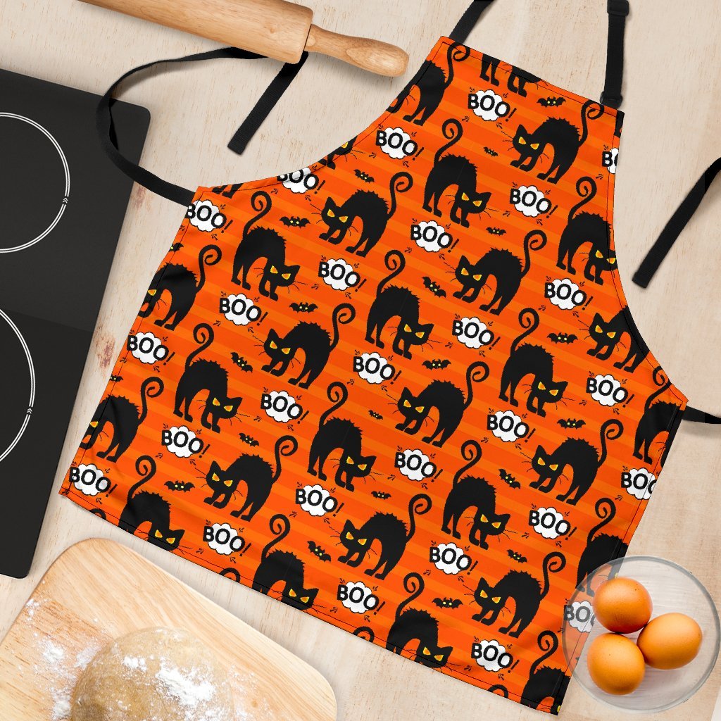 Halloween Black Cat Pattern Print Women's Apron-grizzshop