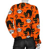 Halloween Black Cat Pattern Print Women's Sweatshirt-grizzshop