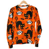 Halloween Black Cat Pattern Print Women's Sweatshirt-grizzshop