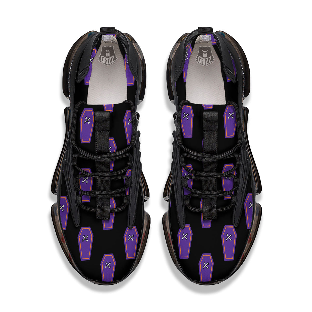 Halloween Coffin Purple Print Pattern Black Gym Shoes-grizzshop