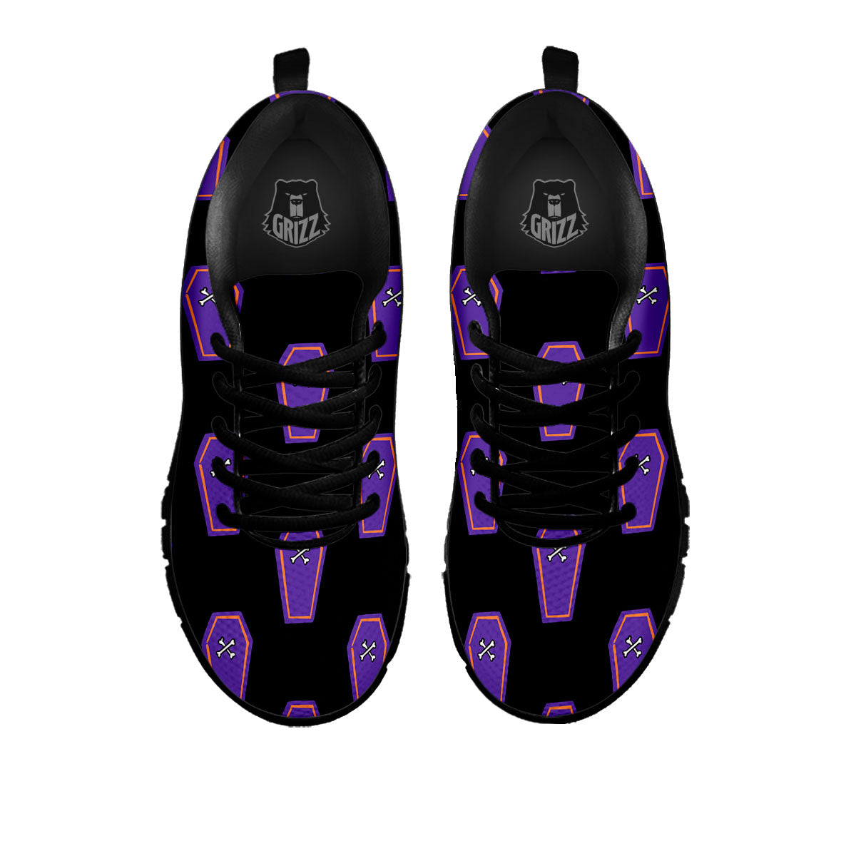 Halloween Coffin Purple Print Pattern Black Sneaker-grizzshop