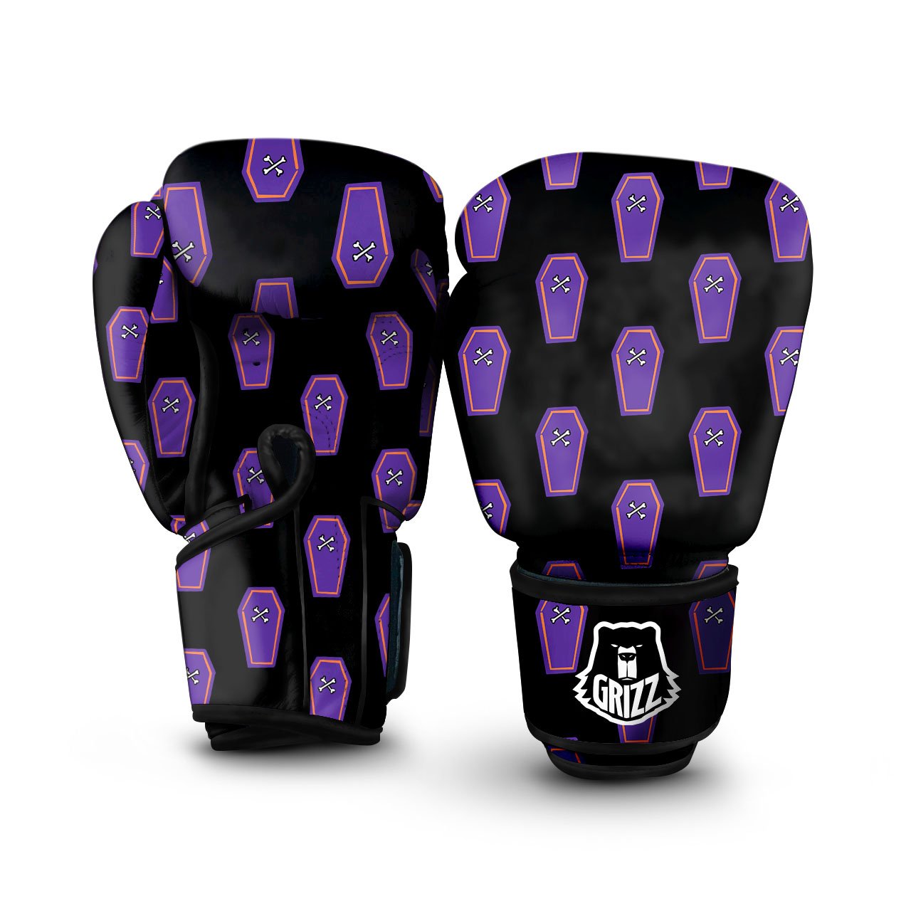 Halloween Coffin Purple Print Pattern Boxing Gloves-grizzshop