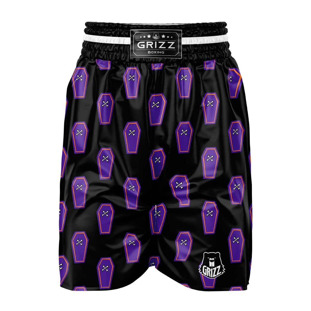 Halloween Coffin Purple Print Pattern Boxing Shorts-grizzshop