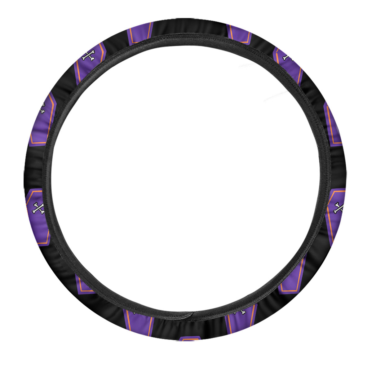 Halloween Coffin Purple Print Pattern Car Steering Wheel Cover-grizzshop