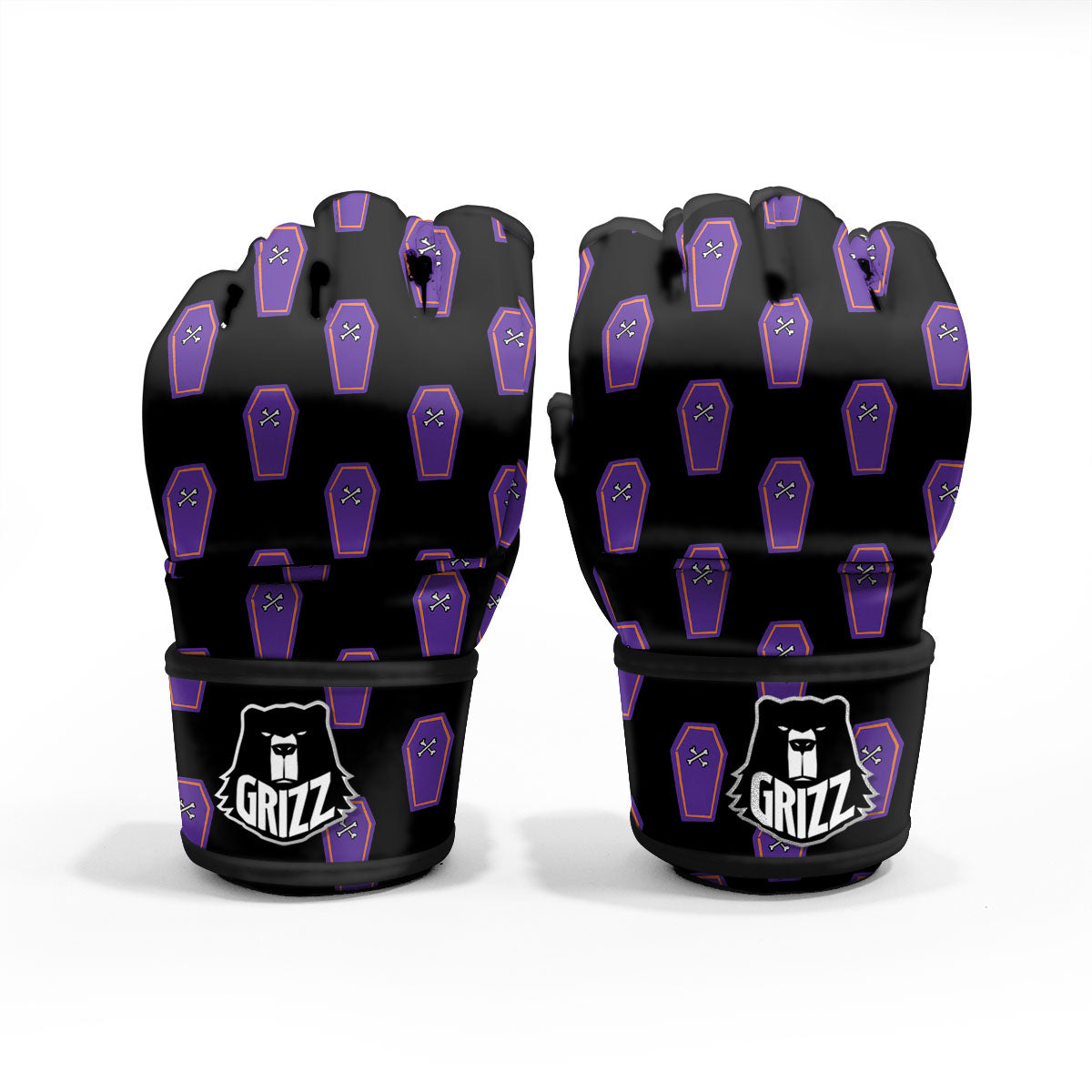 Halloween Coffin Purple Print Pattern MMA Gloves-grizzshop