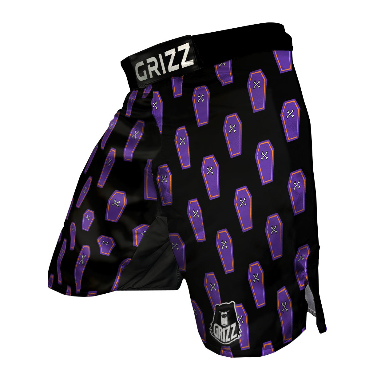 Halloween Coffin Purple Print Pattern MMA Shorts-grizzshop