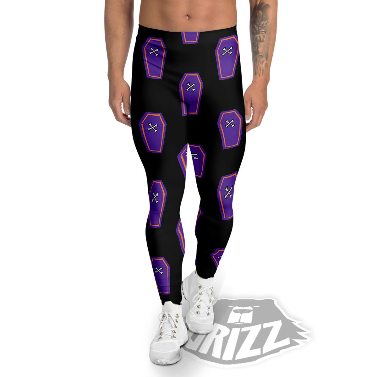 Halloween Coffin Purple Print Pattern Men's Leggings-grizzshop