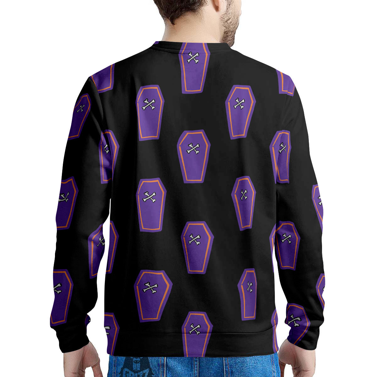 Halloween Coffin Purple Print Pattern Men's Sweatshirt-grizzshop