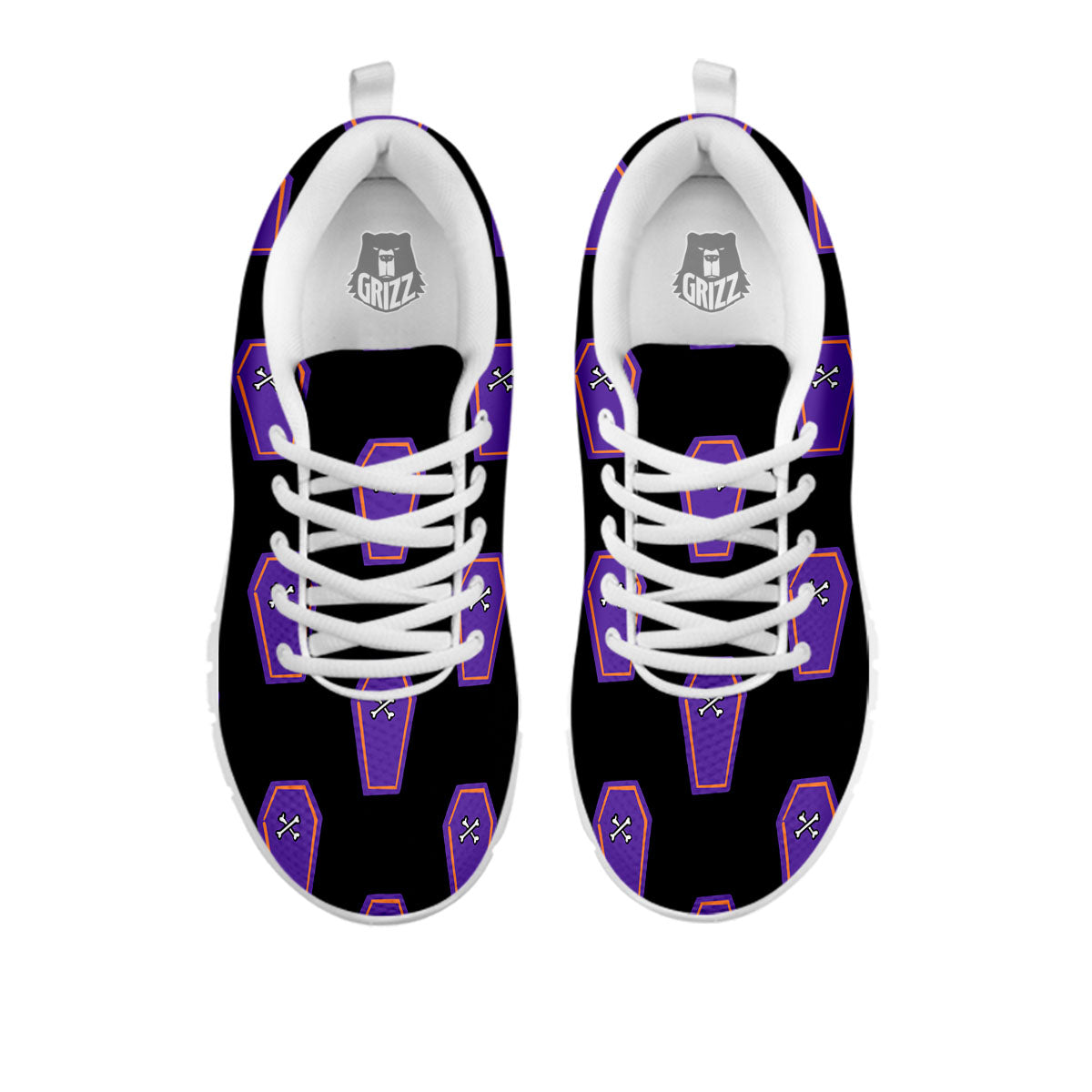 Halloween Coffin Purple Print Pattern White Sneaker-grizzshop