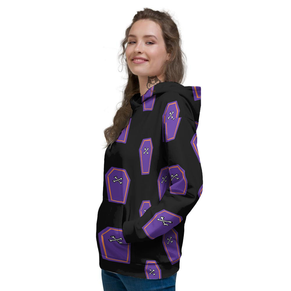Halloween Coffin Purple Print Pattern Women's Hoodie-grizzshop