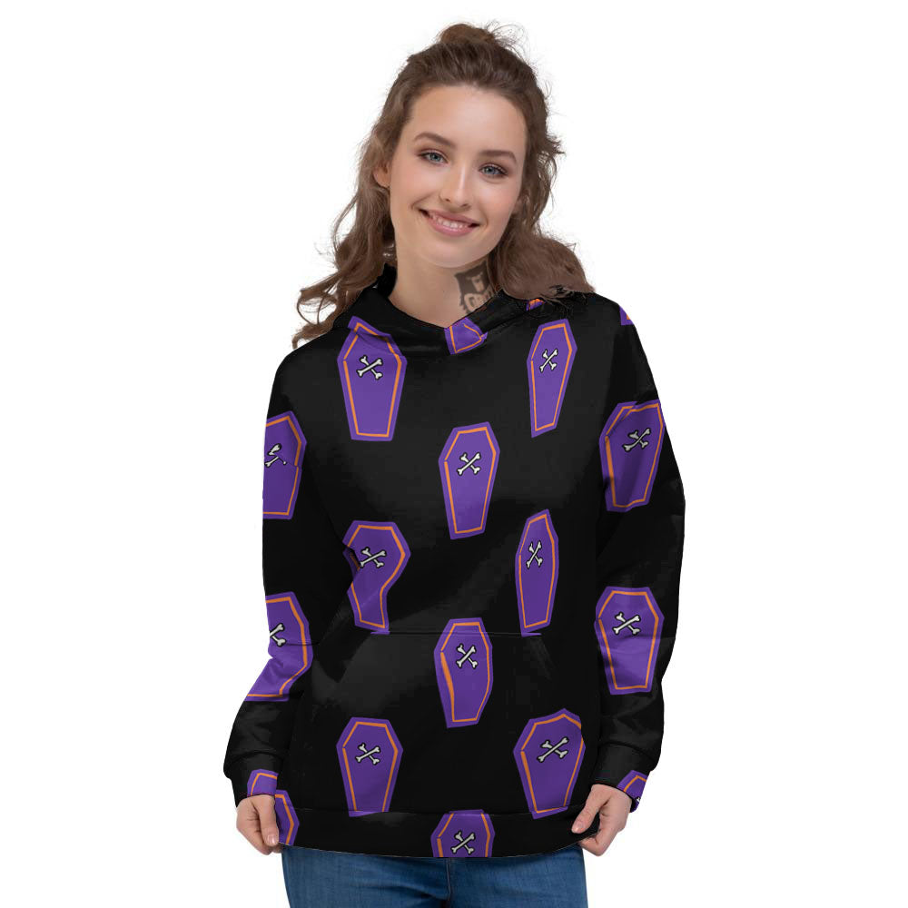 Halloween Coffin Purple Print Pattern Women's Hoodie-grizzshop