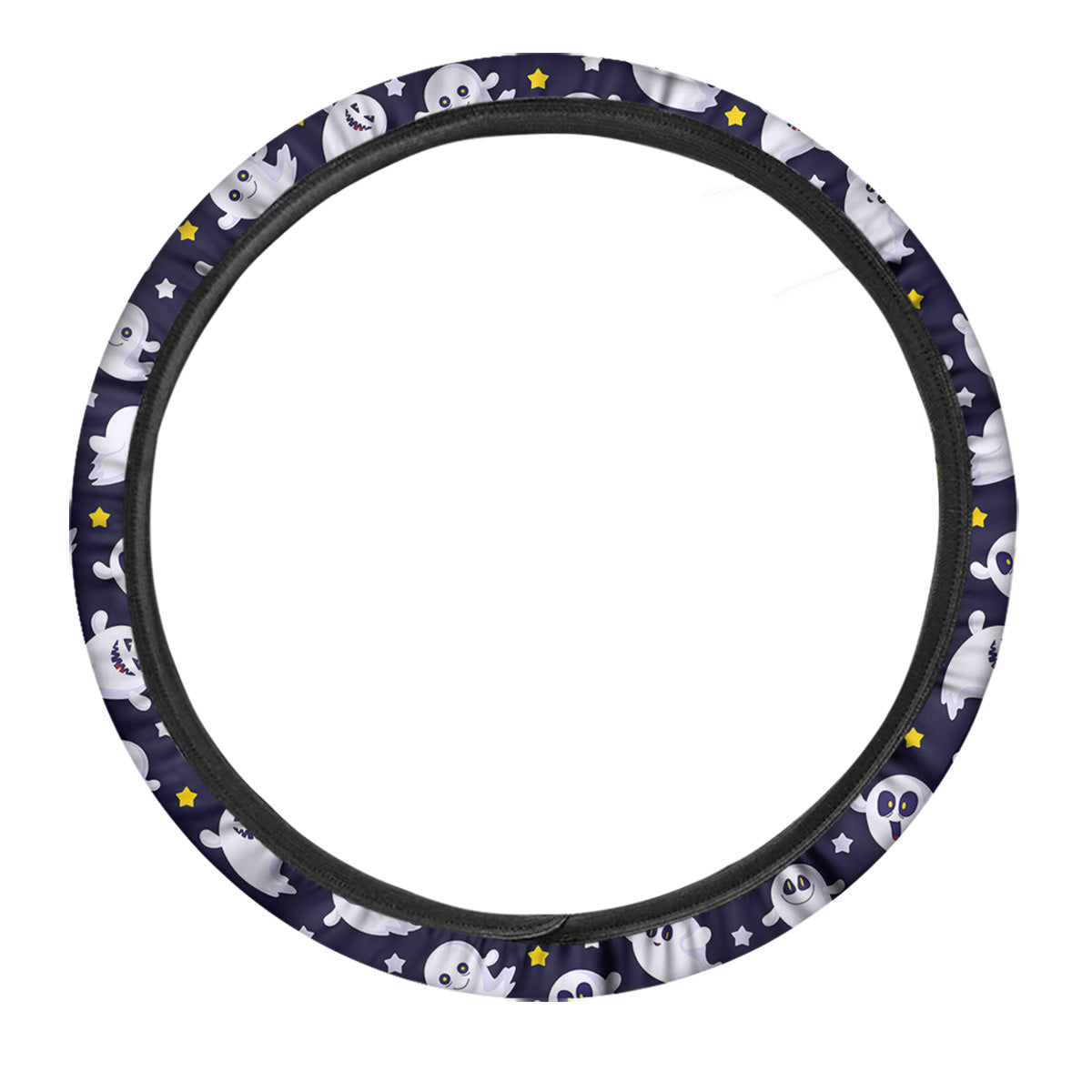 Halloween Cute Ghost Emoji Print Pattern Car Steering Wheel Cover-grizzshop