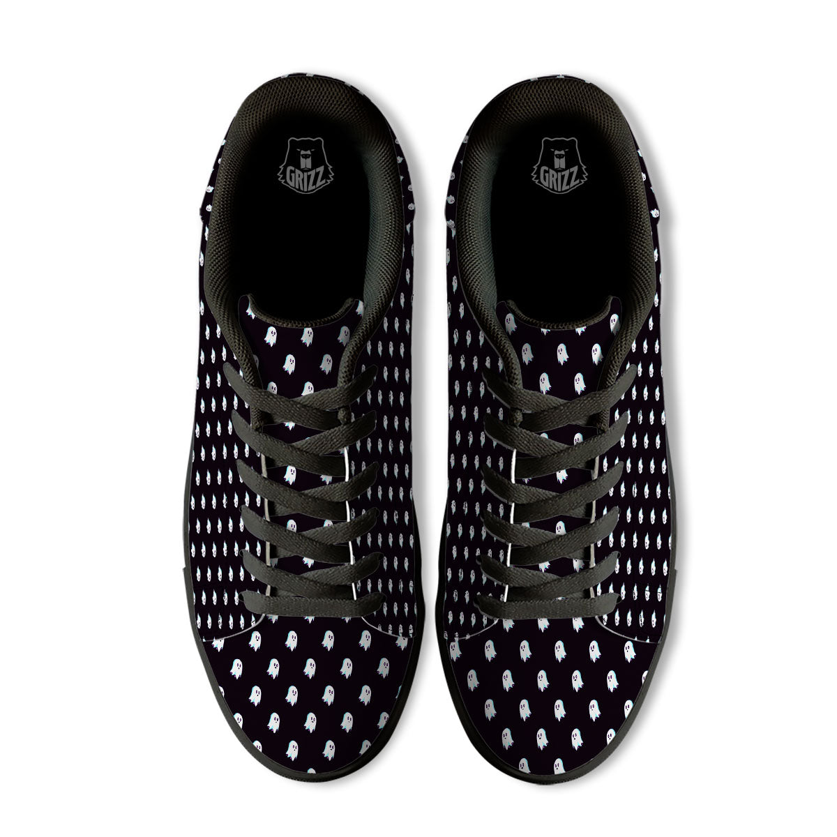 Halloween Ghost Little Print Pattern Black Low Top Sneakers-grizzshop