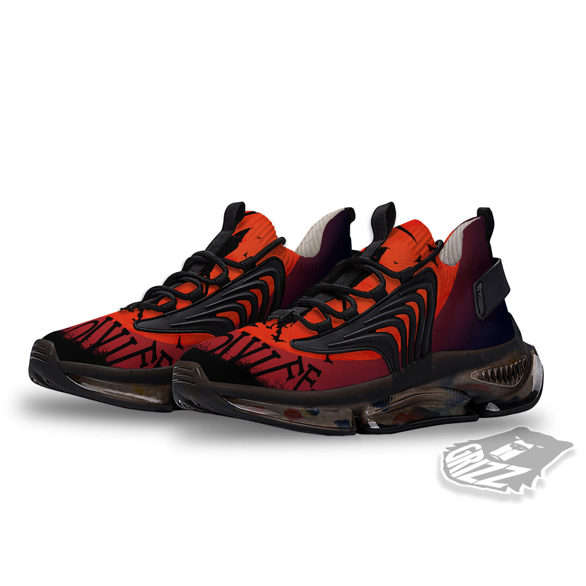 Halloween Grim Reaper Print Black Gym Shoes-grizzshop