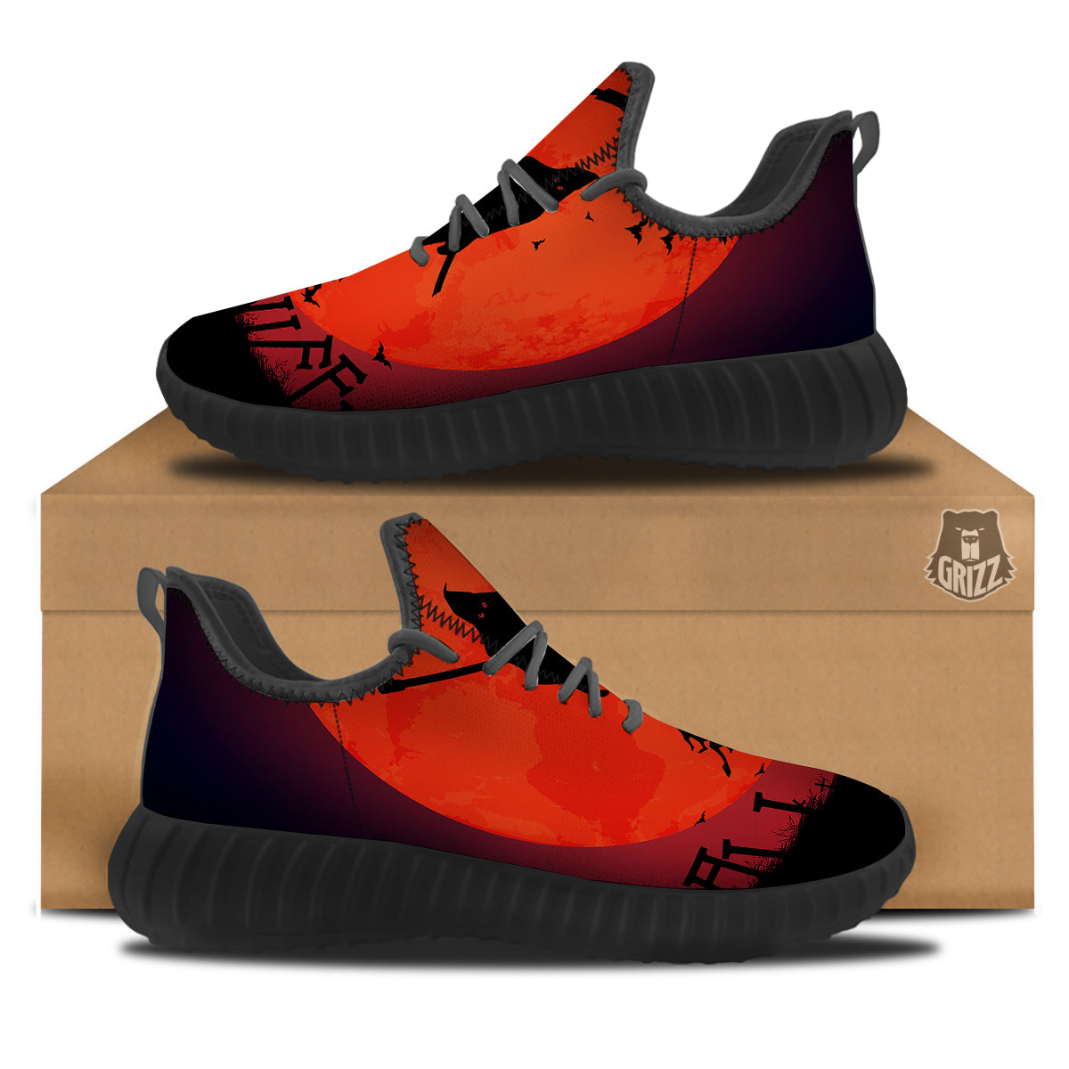 Halloween Grim Reaper Print Black Walking Shoes-grizzshop