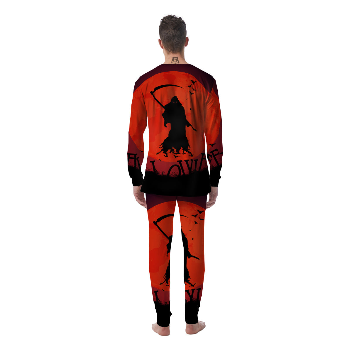 Halloween Grim Reaper Print Men's Pajamas-grizzshop