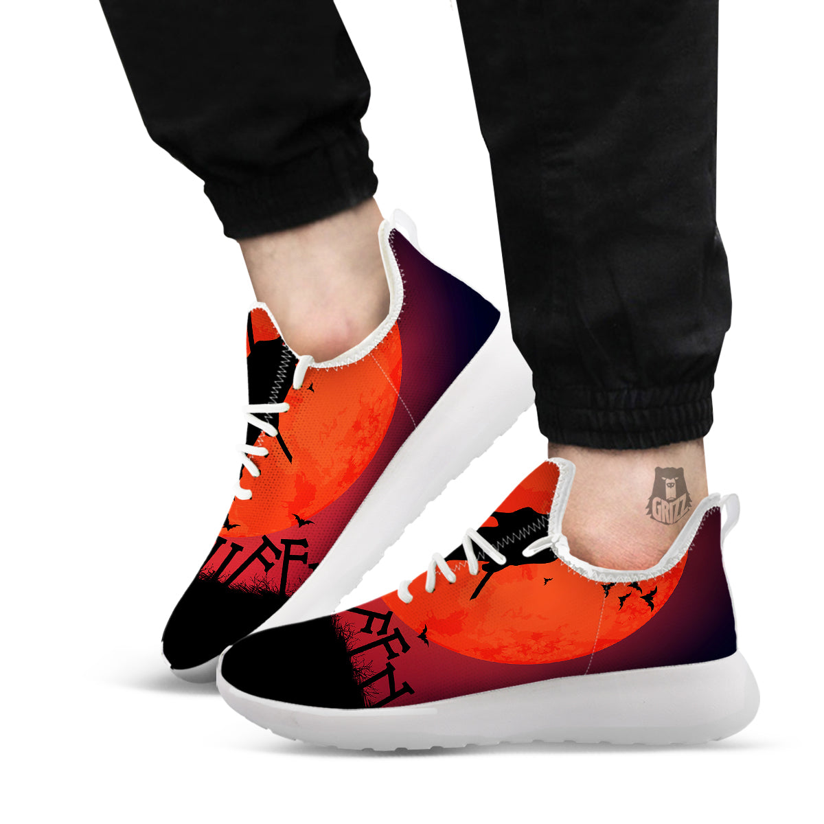 Halloween Grim Reaper Print White Athletic Shoes-grizzshop