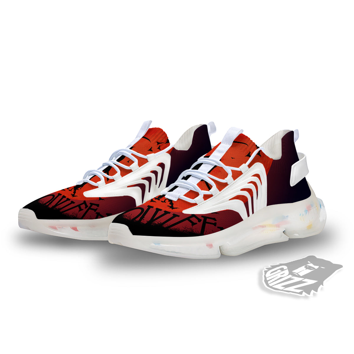 Halloween Grim Reaper Print White Gym Shoes-grizzshop